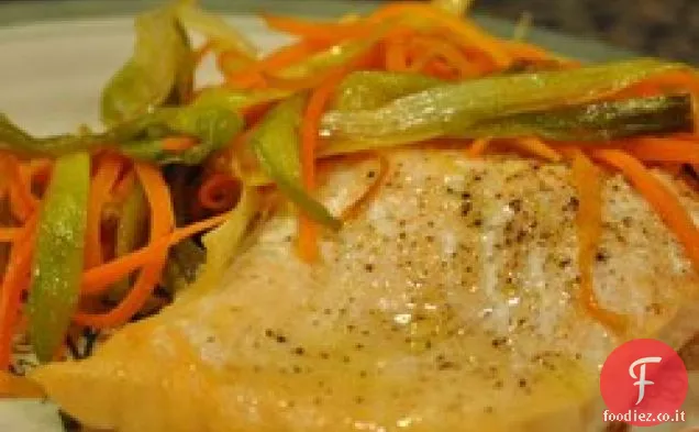 Salmone con Porri Caramellati