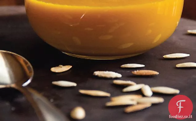 In attesa di zuppa di zucca arrosto con semi di zucca tostati