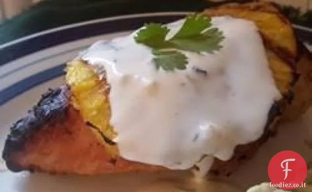 Pollo al cocco e lime con ananas alla griglia