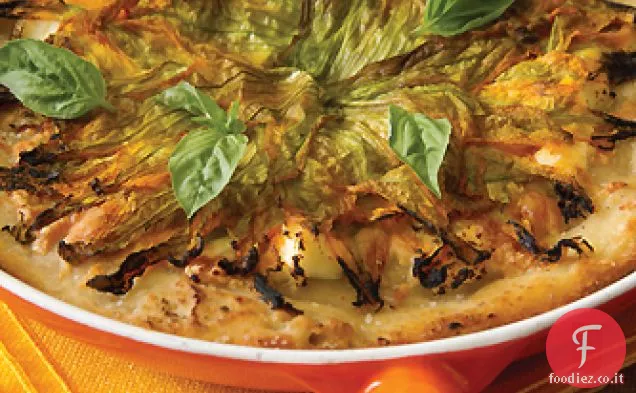 Zucca Fiore Pizza in una padella