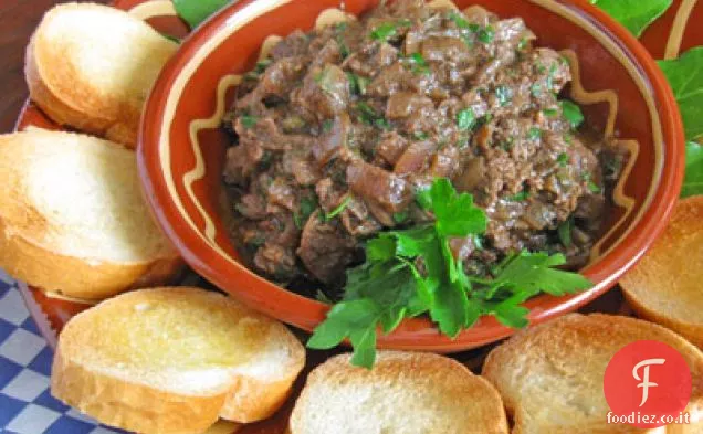 Bruschetta di fegato di pollo