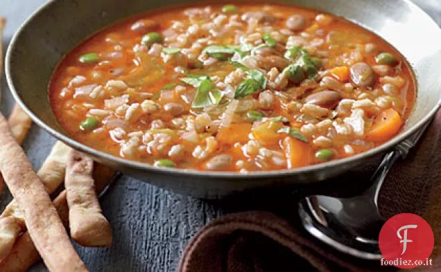 Zuppa mista di verdure e farro