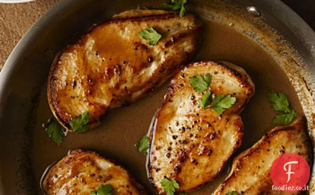 Pollo glassato al sidro con burro rosolato-Riso pecan