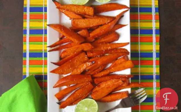 Miele & Chipotle glassato patate dolci lance con Lime