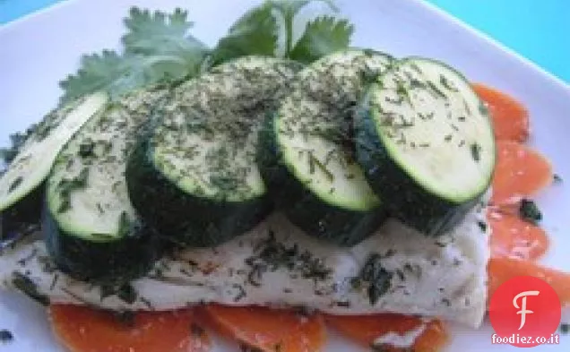 Halibut avvolto in confezioni di aneto