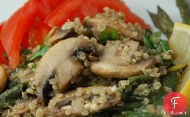 Quinoa di Robin con funghi e spinaci