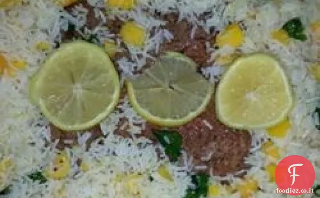 Salmone al forno con riso tropicale