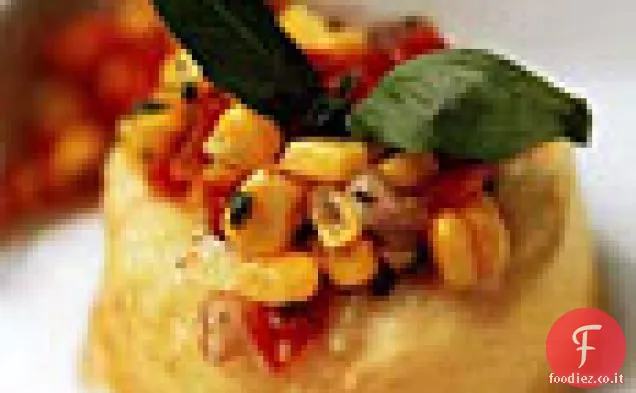 Flans di mais dolce con gusto di pomodoro-mais