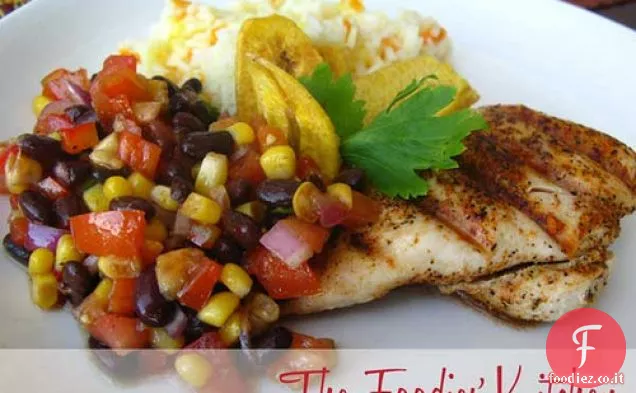 Pollo alla griglia piccante con insalata di fagioli (e vinaigrette di cumino)