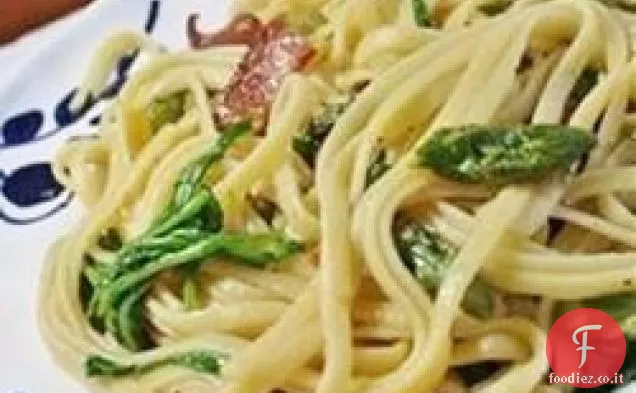 Linguine con Asparagi, Pancetta e Rucola