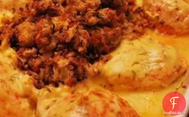 Pollo salato e ripieno cuocere