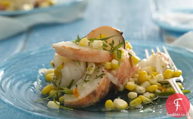 Insalata di aragosta e mais con vinaigrette di dragoncello
