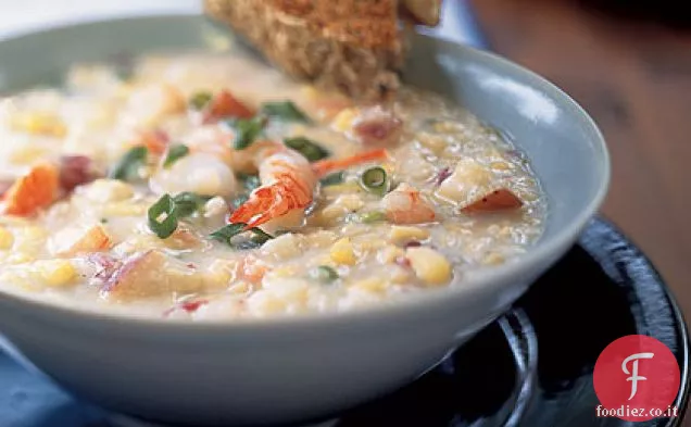 Zuppa di gamberetti e mais