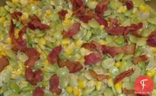 Succotash cremoso con Pancetta, Timo ed erba cipollina