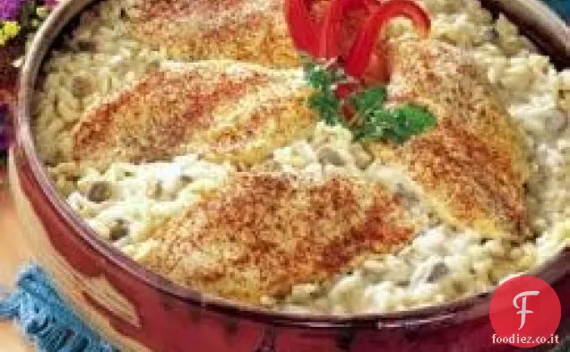 Un piatto Pollo e riso cuocere