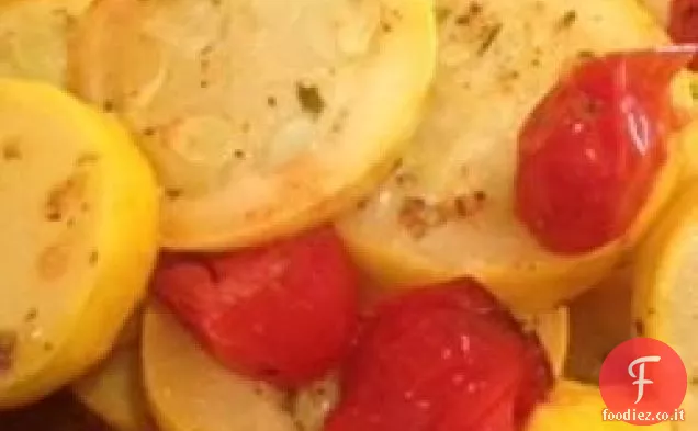 Zucca estiva arrostita all'aglio