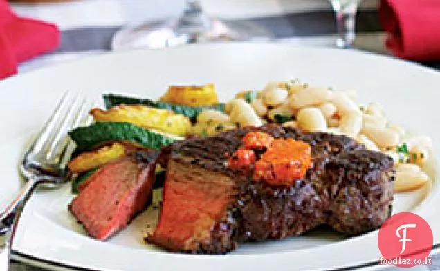 New York Strip Steak con peperone dolce-Burro di chorizo