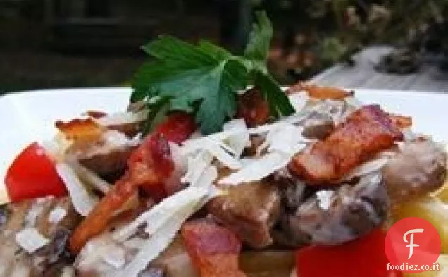Penne con Pancetta e Funghi