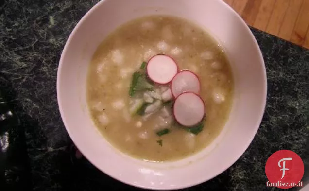 Cena di stasera: Pozole Verde senza carne (zuppa hominy)