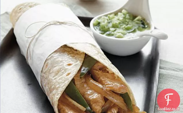 Involtini di maiale con salsa fresca di Tomatillo