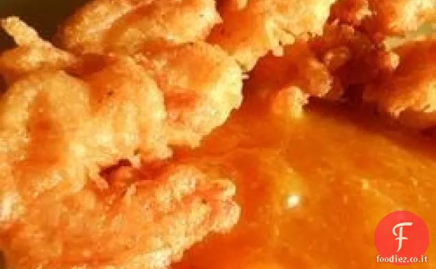 Gamberetti Cajun con salsa di pesca piccante