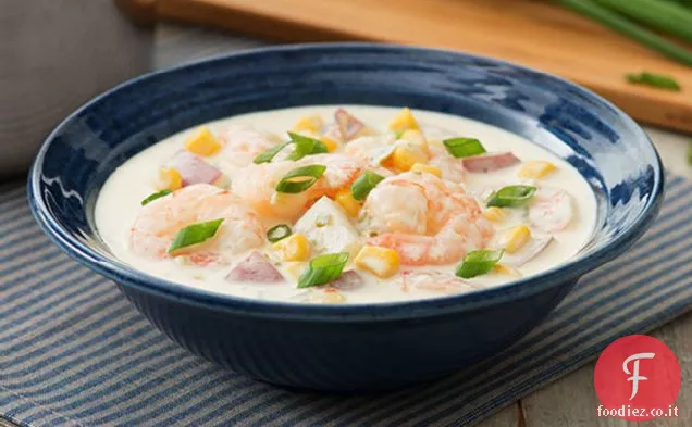 Zuppa di mais gamberetti