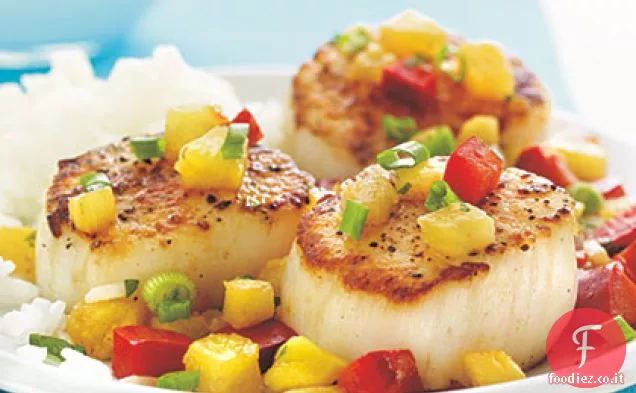 Capesante scottate con salsa di frutta calda