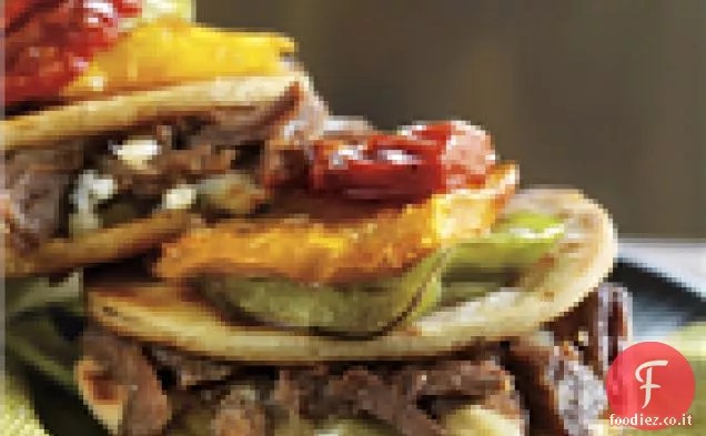 Quesadillas tagliuzzate di manzo e formaggio blu