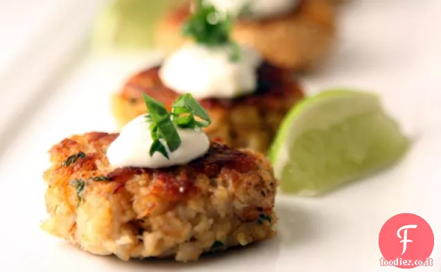 Green Chile Crab Cakes con Green Chile Mayo