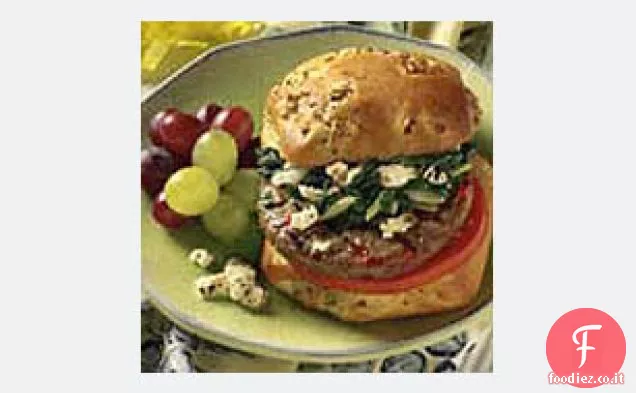 Hamburger con spinaci e feta