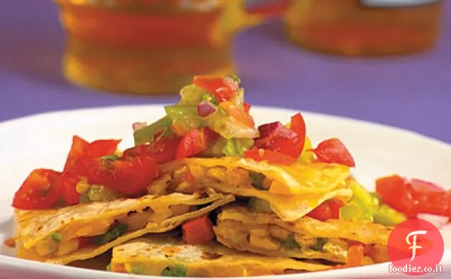 Quesadillas di mais arrosto con salsa di Tomatillo