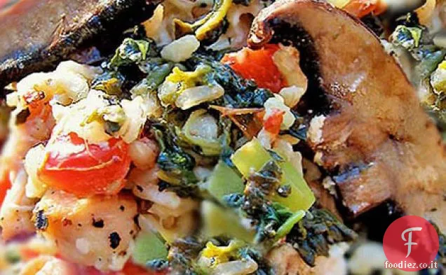 Pollo mediterraneo e spinaci Riso cuocere