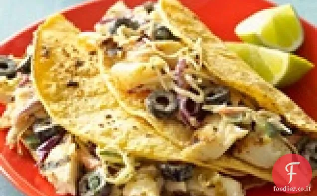 Tacos di pesce alla griglia facili con salsa di panna acida senza latticini