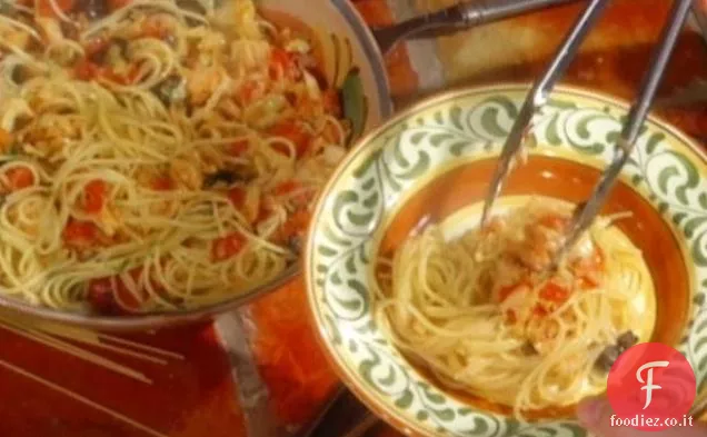 Spaghettini con Baccalà e Pomodori: Spaghettini con Baccala e Tomate