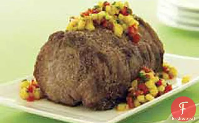 Lombo di maiale alla griglia con salsa di ananas