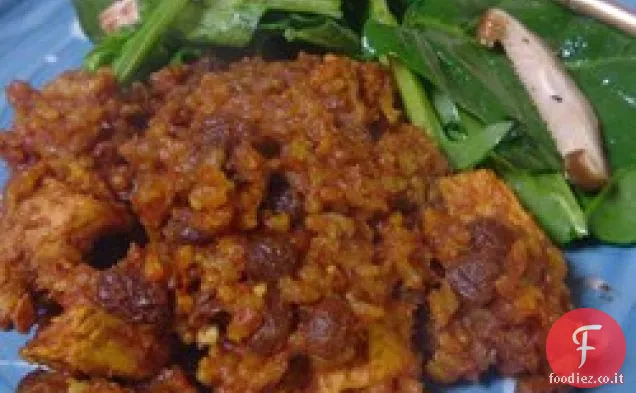 Pollo al curry e casseruola di riso integrale