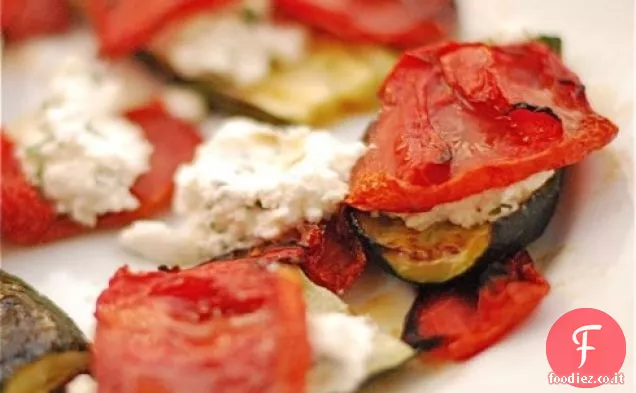 Pomodori a lenta tostatura con Zucchine e Ricotta alle erbe