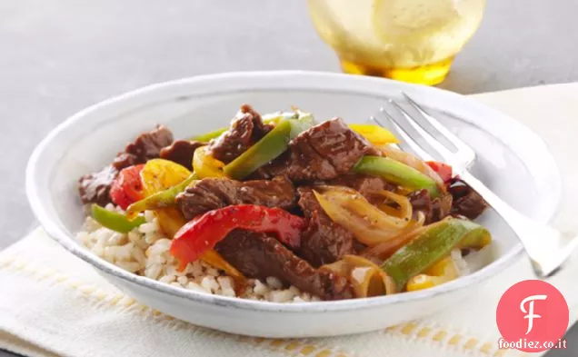 Asparagi e manzo saltati in padella
