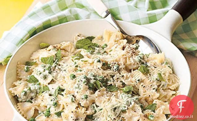 Farfalle con Ricotta, Menta e Piselli