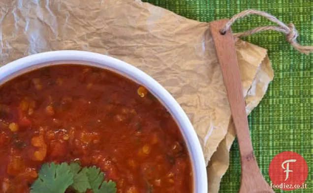 Zuppa di pomodoro speziata con Lenticchie rosse