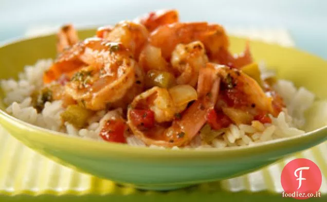Gamberetti con salsa di pomodoro piccante