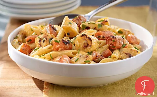 Insalata di verdure a radice arrostita e pasta