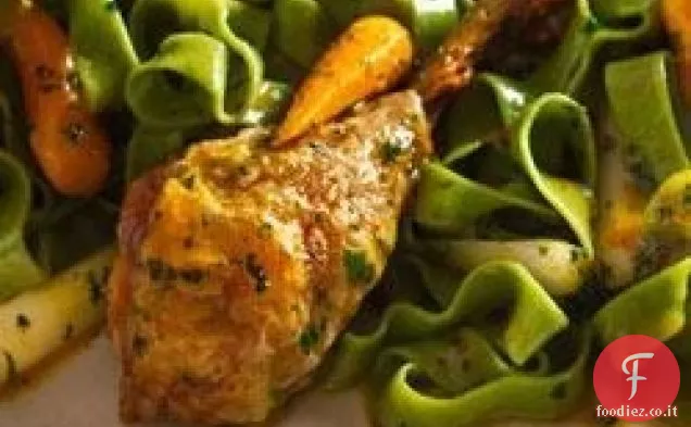 Arrosto di Limone e Prezzemolo Fettuccine di Pollo e Carote