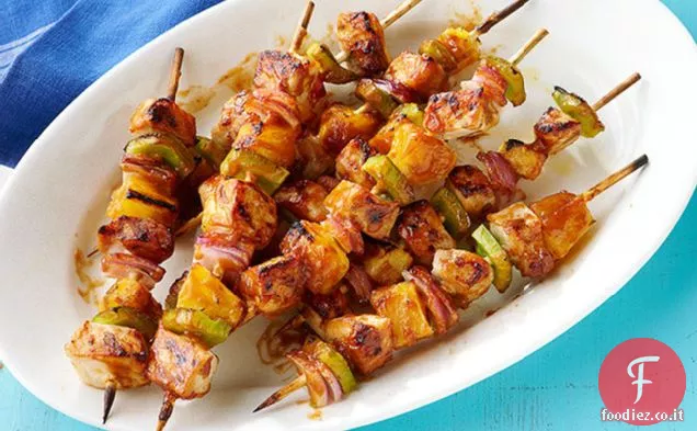 Kabobs di maiale e ananas