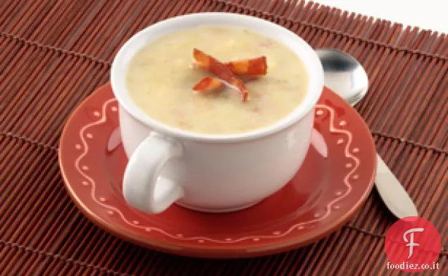 Zuppa di patate, porri e pancetta