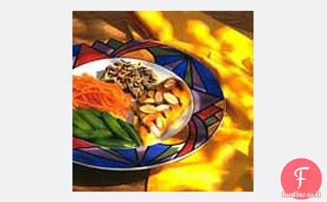 Pollo alla senape al miele alla griglia con mandorle tostate