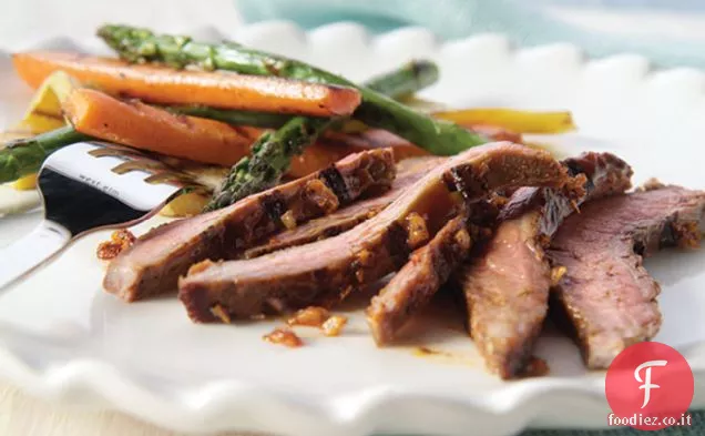Bistecca di fianco alla griglia all'aglio