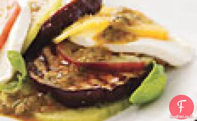 Caprese di Melanzane con Pomodoro alla griglia e Vinaigrette al Basilico