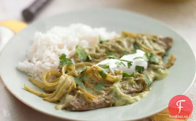 Padella Bistecca di manzo con salsa di avocado