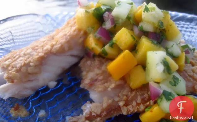 Tortilla-Tilapia in crosta con salsa di Mango